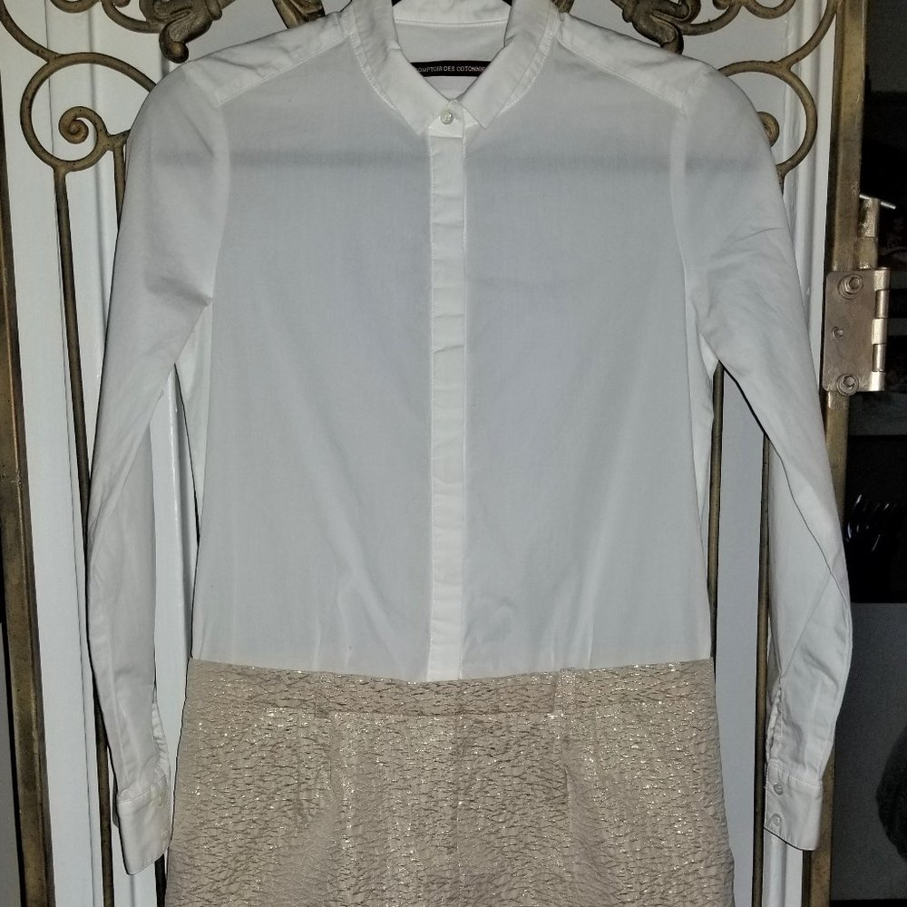 Final Price! White/Gold Shirt-Skirt Dress - EU34/US-XS